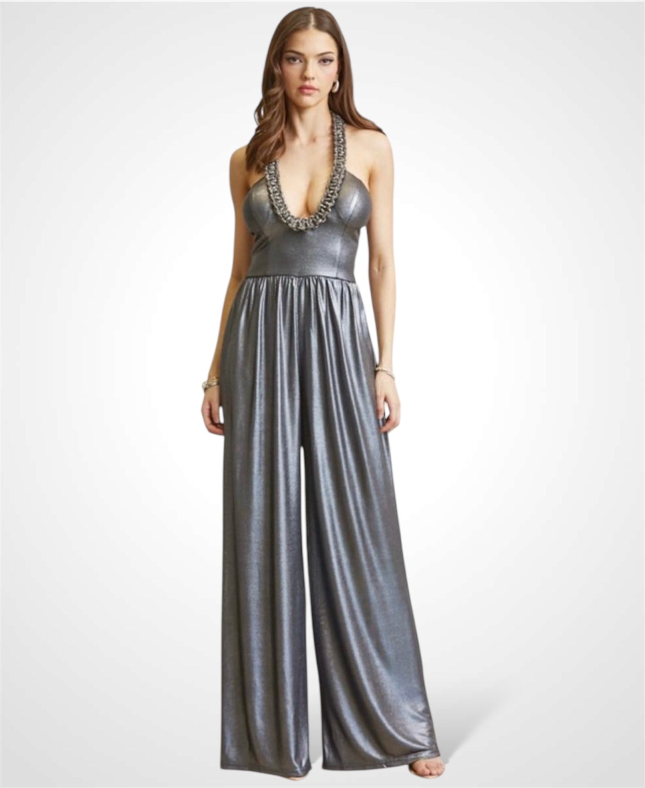 Julija - Srebrn Metalik Kombinezon
