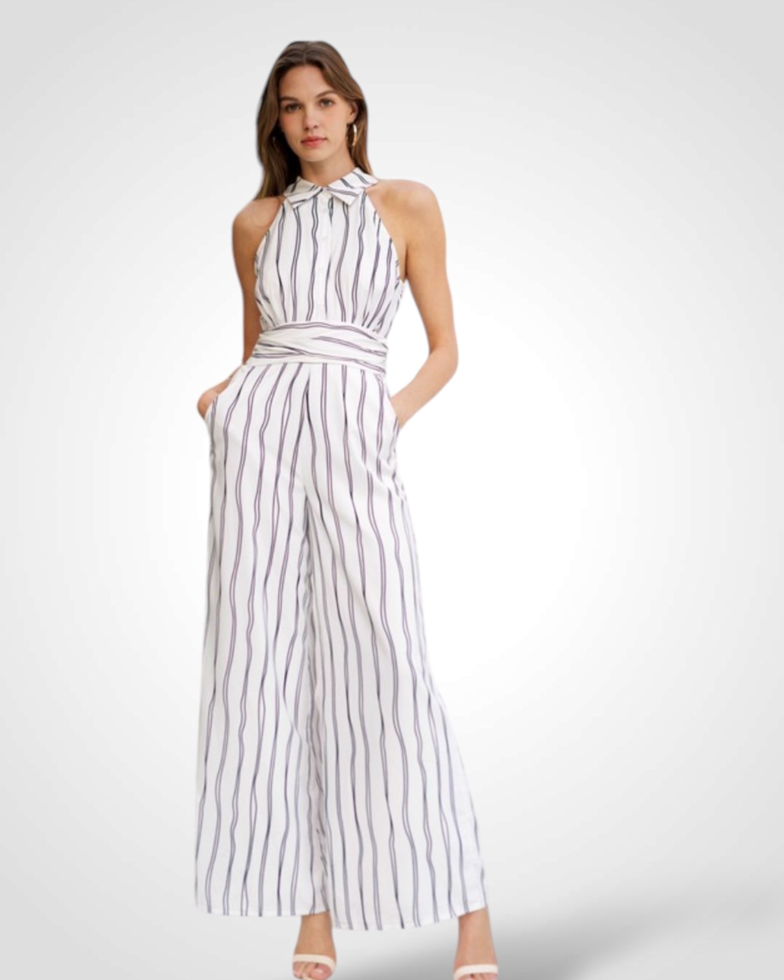 Teja - Črtast Kombinezon brez Rokavov