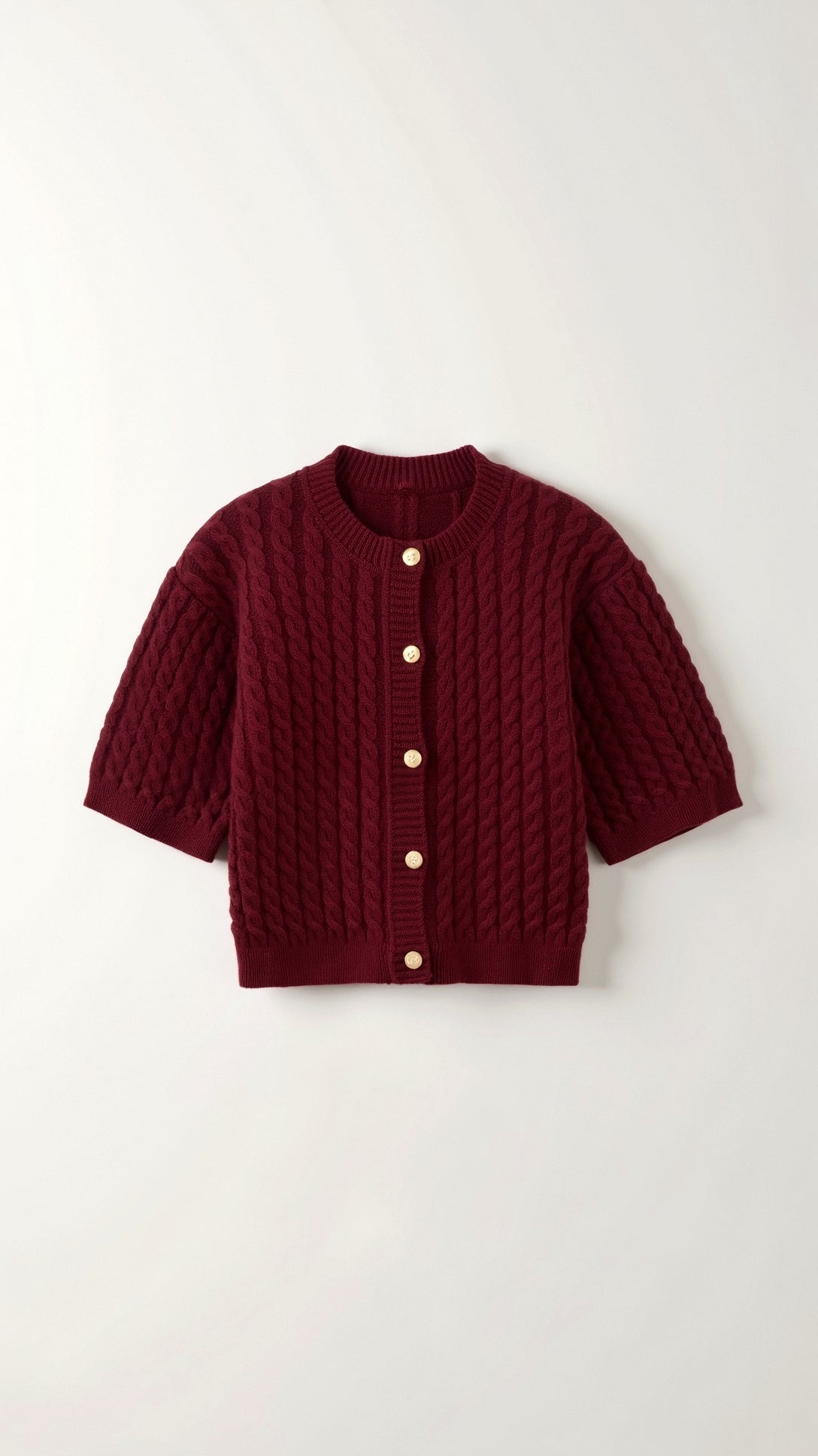 Špela - Bordo Rdeč Kardigan z Zlatimi Gumbi