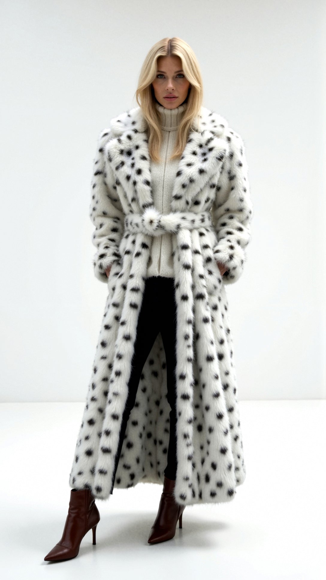 Lucija - Plašč z Vzorcem Snežnega Leoparda