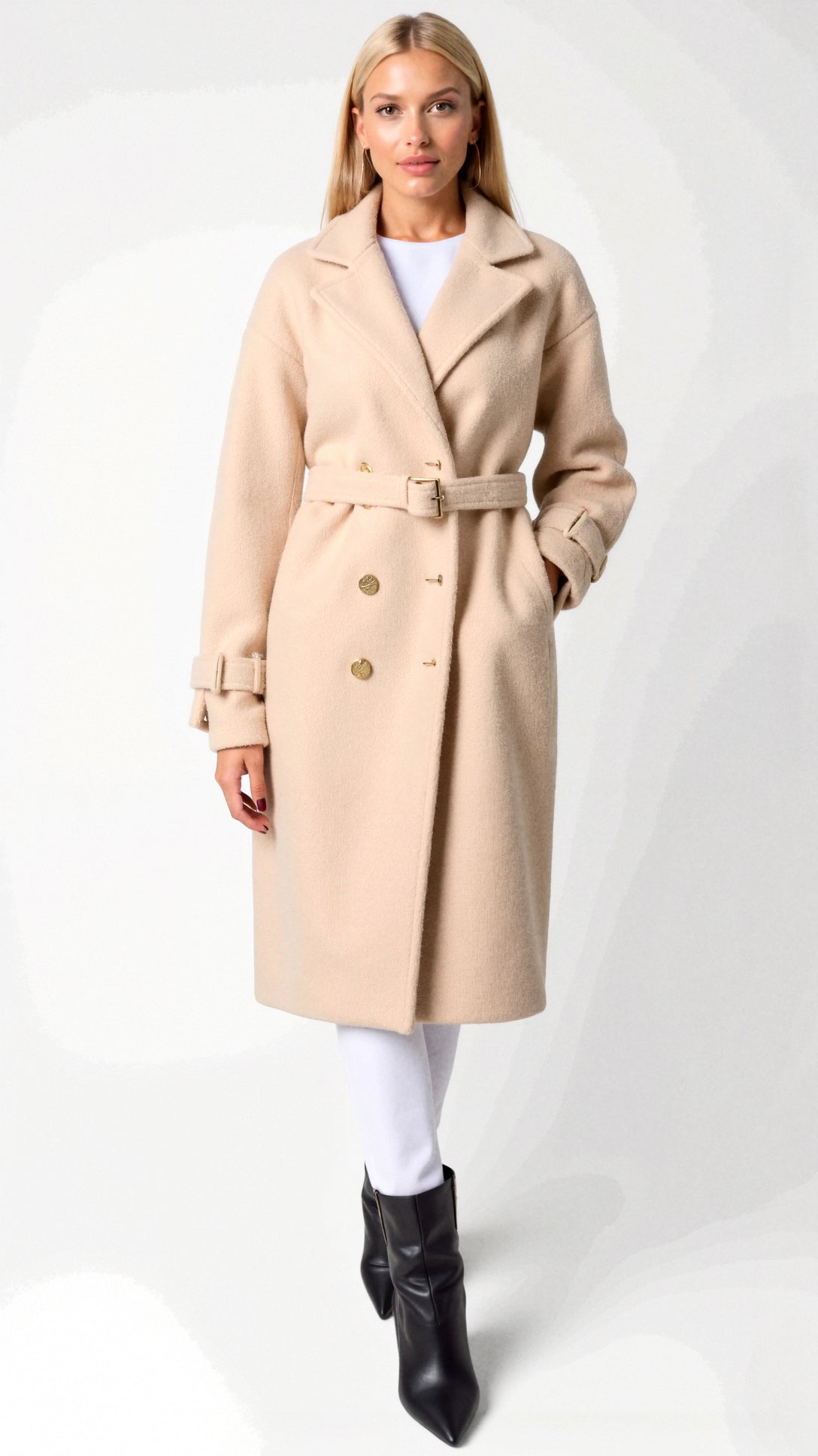 Darja - Dolg Plašč z Dvorednim Zapenjanjem