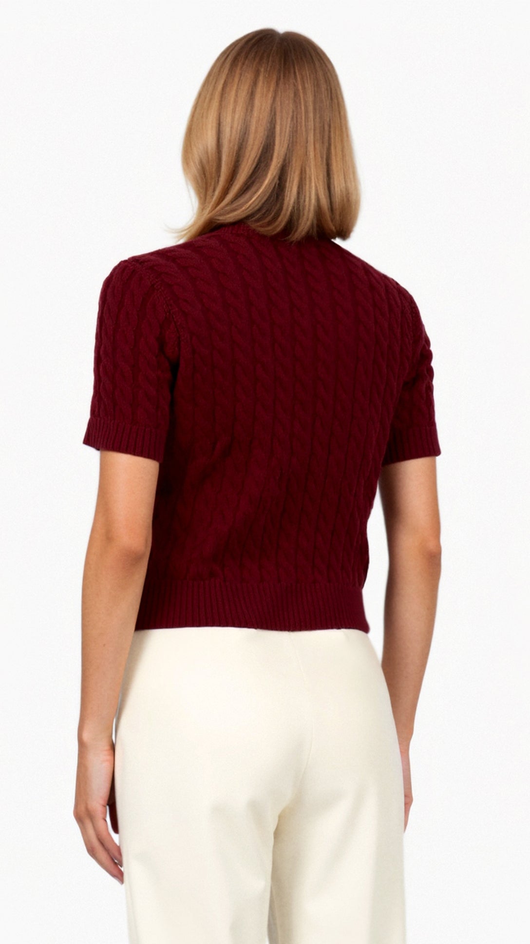 Špela - Bordo Rdeč Kardigan z Zlatimi Gumbi