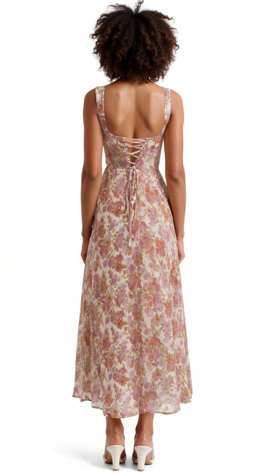 Eleanor Romantična Midi Obleka za Poletje s Cvetličnim Motivom