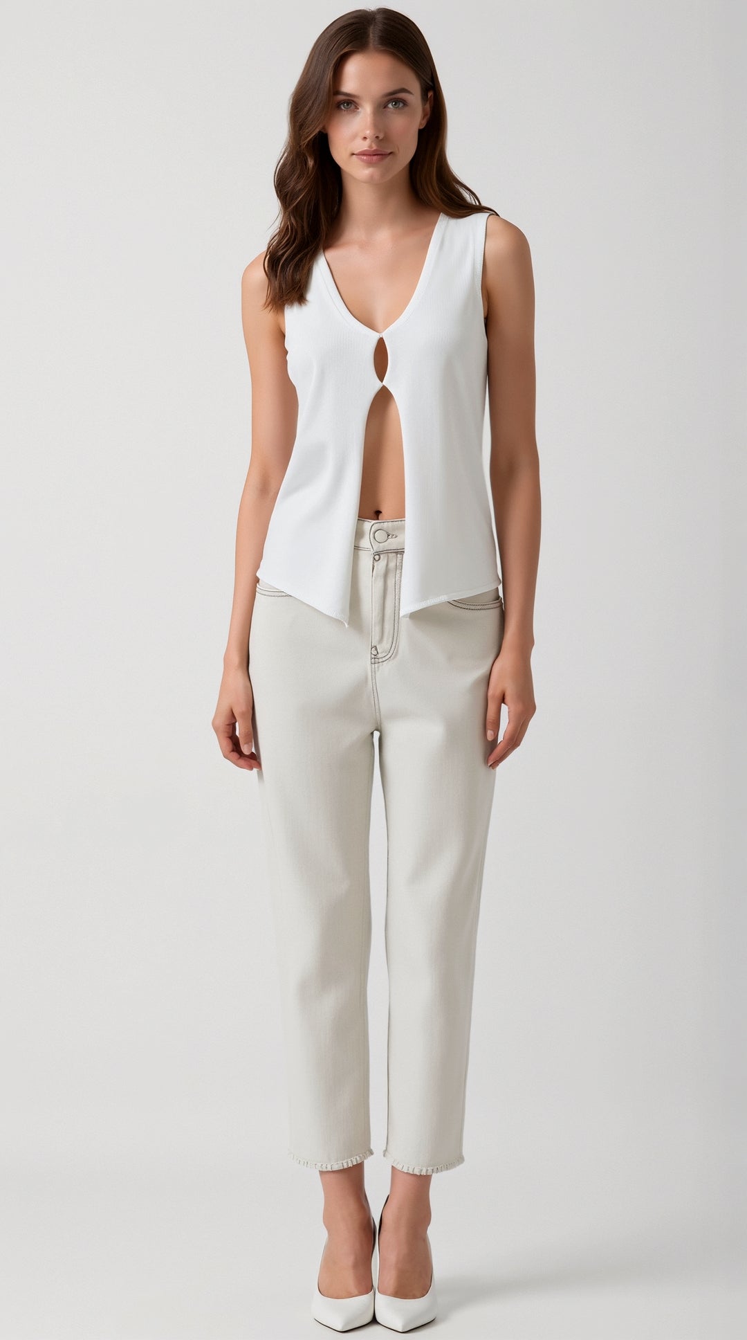 Ajda - Pleten Brezrokavnik z V-izrezom